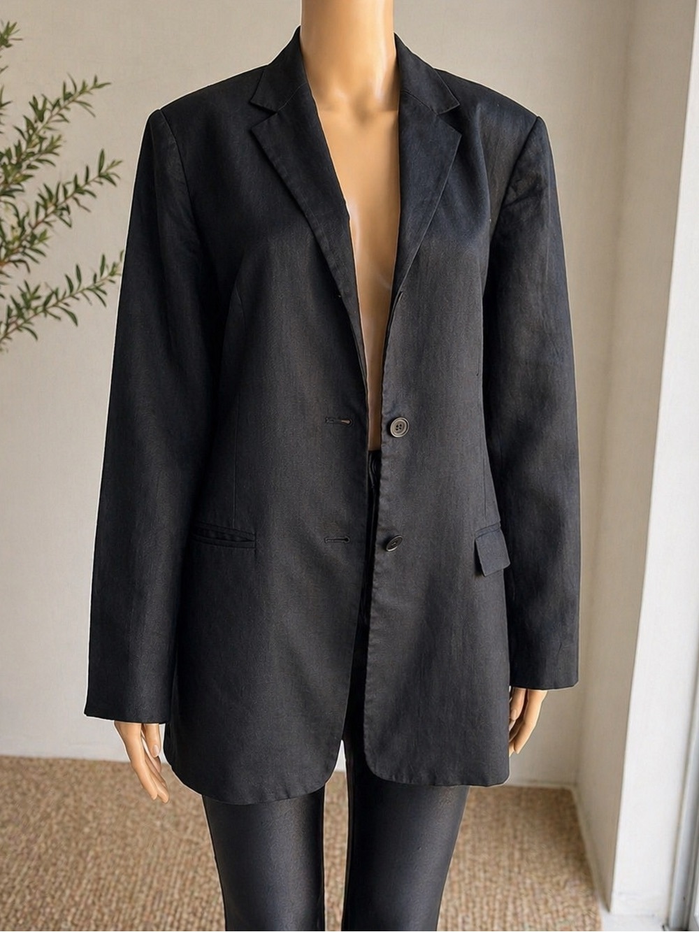 Vintage  Black Linen Blazer Dress